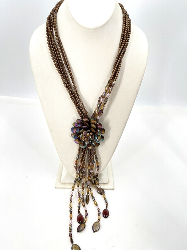 Joan Rivers Starlet Necklace Opalescent, Flower Beaded Fashion Jewelry MINT
