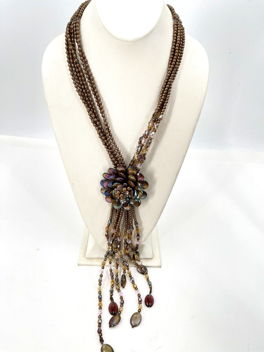 Joan Rivers Starlet Necklace Opalescent, Flower Beaded Fashion Jewelry MINT - Picture 1 of 9