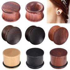 Pair Natural Wood Ear Plugs Tunnels Gauge Expander Double Flared Body Piercing