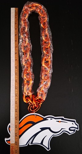 New Denver Broncos Football Necklace Chain 34 inches BIG 3D Foam Logo - Picture 3 of 7