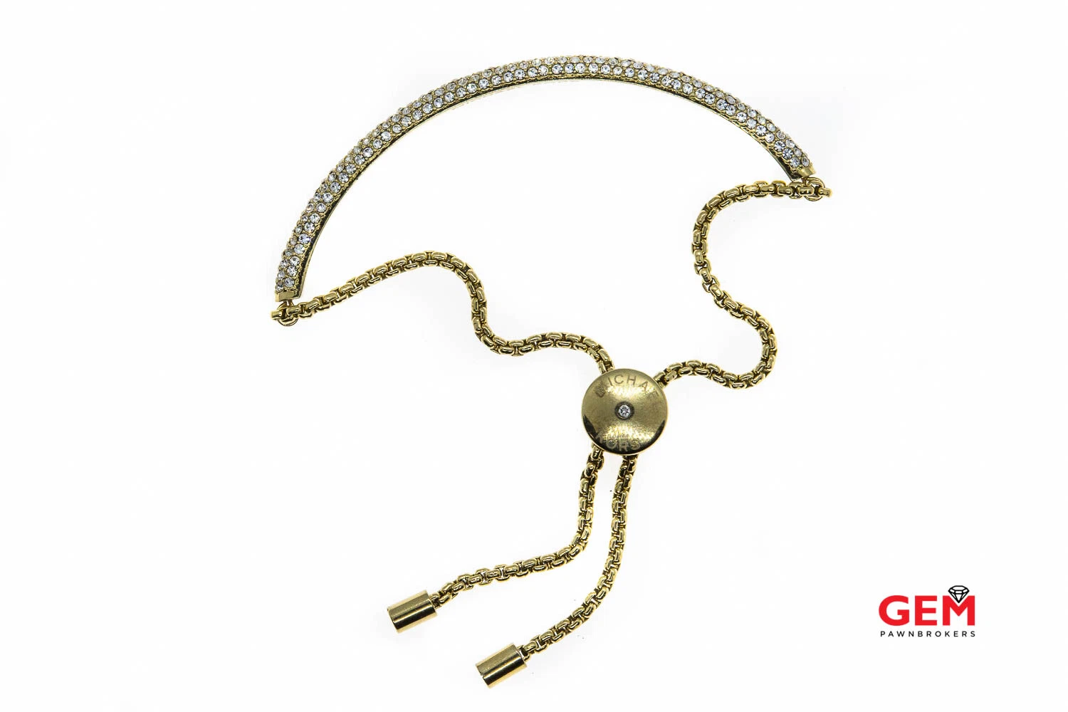 Bracciale Michael Kors Zirconi Pave Bar & Rolo Link Pull Slider Bolo Tie Lock 8 5"