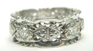 Antique-Art-Deco-Diamond-Eternity-Wedding-Band-14K-White-Gold-EGL-USA-Rg-Sz-7-5