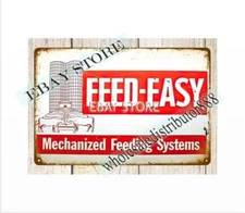 discount wall art FEED EASY DAIRY FARM FEEDER metal tin sign