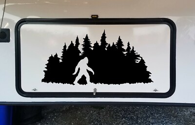Bigfoot in Tree Line V5 Vinyl Decal | Pine Trees Forest PNW Sasquatch | Die Cut