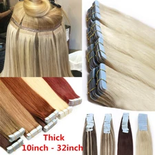 Thick 10 - 32inch Tape In Remy Human Hair Extensions Skin Weft FULL HEAD