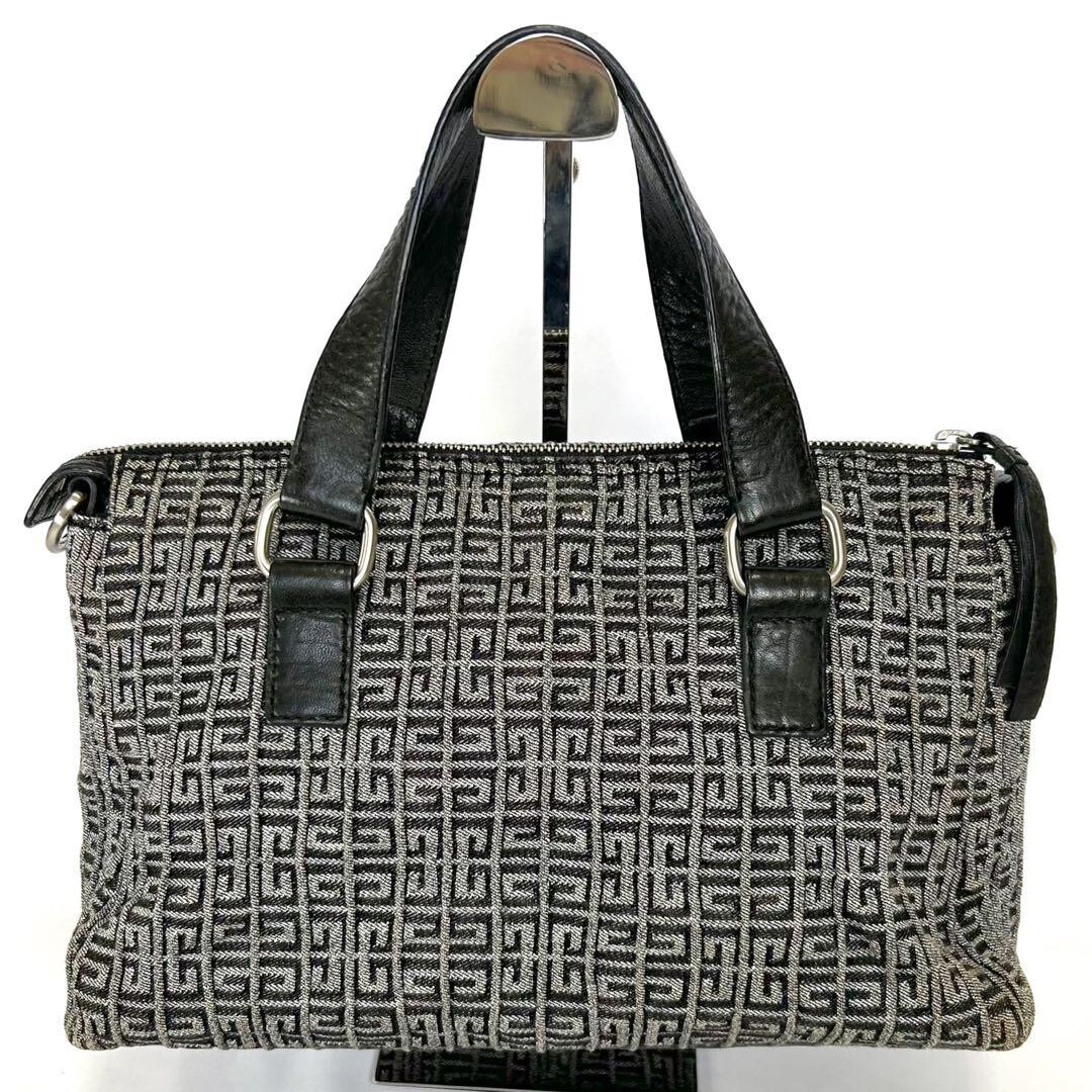 GIVENCHY Mini Tote Bag Handbag Black Silver Denim 4G Logo