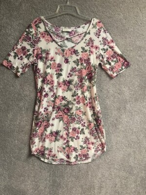 Bobbie Brooks Dress Womens Sz Large Floral Mini Feminine Pastel