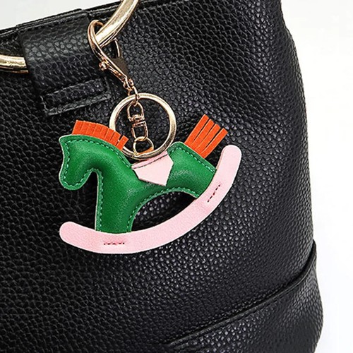 Women Leather Charms Bag Pendant KeyChain Cartoon Pony Rocking Horses Keyring Cu - Picture 5 of 29