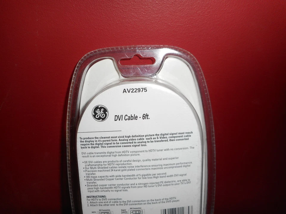 GE DVI CABLE 6' ULTRA PRO GRADE 24KT GOLD PLATED CONNECTORS HDTV HOME AUDIO - Image 4 of 4