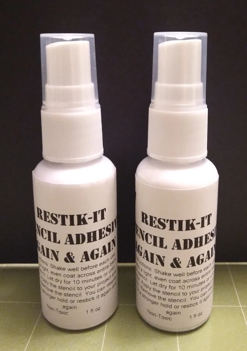 (2) repositionable Stencil adhesive spray restick glue 1oz bottle, Stencil Adhesive Spray
