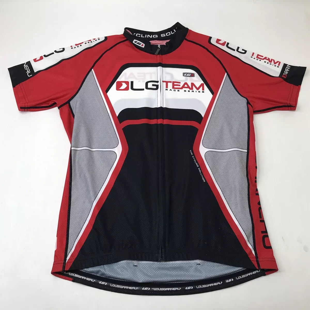 Louis Garneau Short Sleeve Cycling Jersey Mens Full Zip Bicycle LG TEAM  Racing