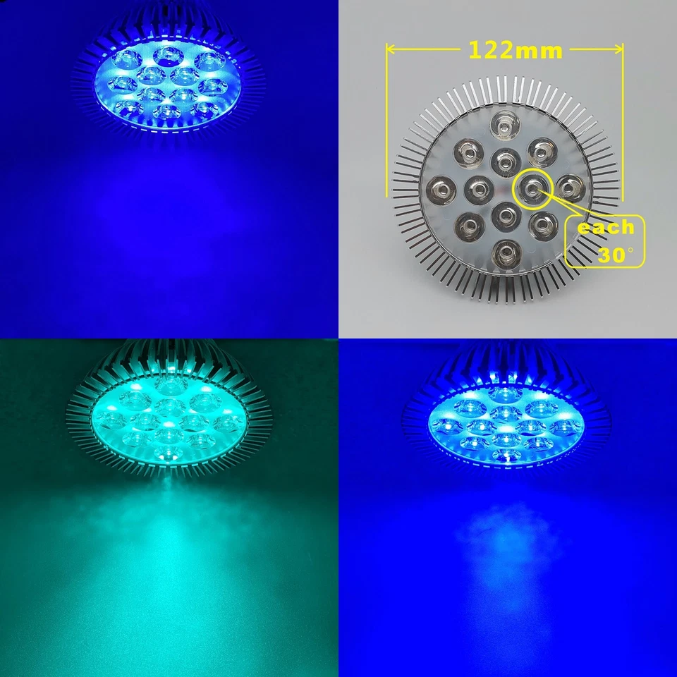36W PAR38 Blue Cyan 495nm 450nm 470nm LED Lamp Light Spot Bulb Plant Aquarium - Image 2 of 4