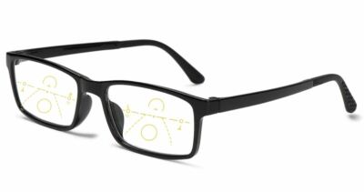 Gleitsicht Lesebrille schwarz Multifokal +1.00+1.50+2.00+2.5 eckig AntiBlaulicht