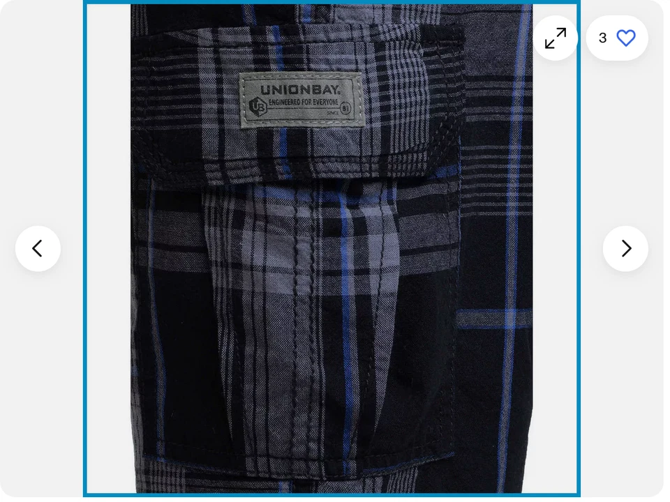 Unionbay Boys' Lightweight Cargo Short (BLACK/BLUE PLAID 6)NWT - Imagem 3 de 4