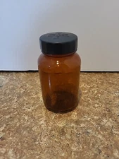 VTG Amber Glass Merck MERCK Duraglas Bottle Bakelite Cap 4.5"