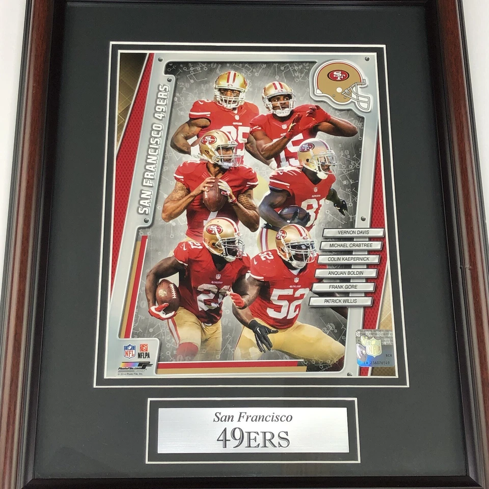 "Foto enmarcada de 8x10 collage de jugadores de San Francisco 49ERS NFLPA 2014 (marco 13"" x 16""" Foto 2 de 4