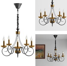Traditional 5 Light Chandelier Ceiling Light Black Bronze LED Candle