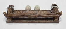 VINTAGE Syroco Wood Golf Themed Rack Bar Ball Rack 12.25"