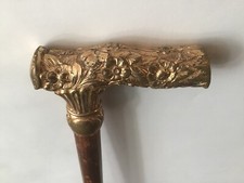 Victorian Gold Toned Fancy Handle Walking Stick/ Cane Presentation Prof. Bryant