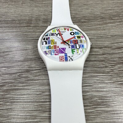 NEW✓LIMITED EDITION✓ Swatch MULTI COLLAGE White Fun 41mm Watch