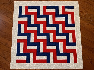 Patriotic- Rail Fence - Red, White and Blue Lap or Baby Quilt Top