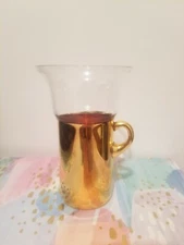 Clear Drinking Juice Glass With Gold Trimming... See Description