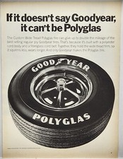 1969 Goodyear Tire Polyglas Retro Original Print Ad Life Magazine 60s