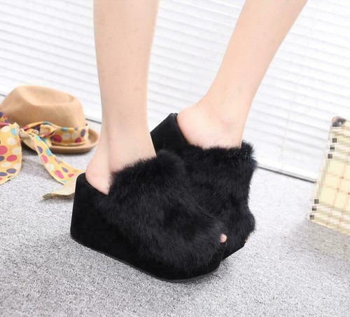 New Women Faux Fur Furry Slippers 