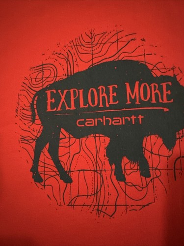 Carhartt Graphic Burgundy Red “Explore More" Buffalo T-shirt Youth Large - Picture 3 of 6