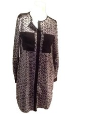MICHAEL KORS LIGHTWEIGHT LONG SLEEVE DRESS,TUNIC GRAY / BLACK SIZE- S