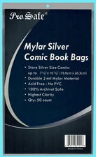50 Pro Safe Silver Mylar 2 Mil Comic Book Bags Clear Archival Storage Acid Free
