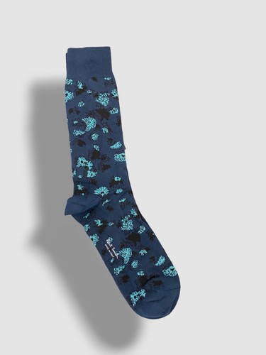 $30 Paul Smith Men's 1-Pair Blue Knit Logo Cotton Dress Floral Sock One Size - 第 1/2 張圖片