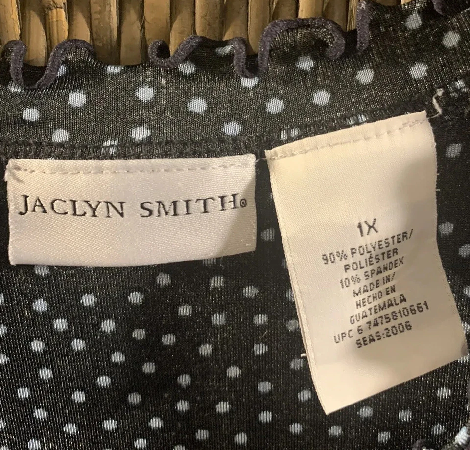 Linda Camisa Blusa Jaclyn Smith Talla Grande 1X Lunares Azules Foto 4 de 4