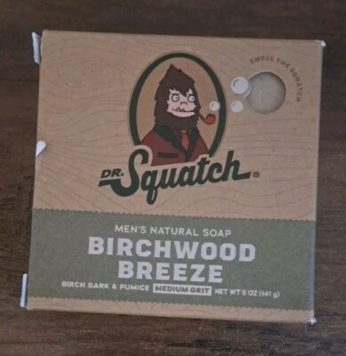 NIB Dr. Squatch Bar Soap Birchwood Breeze All Natural with Medium Grit 5oz