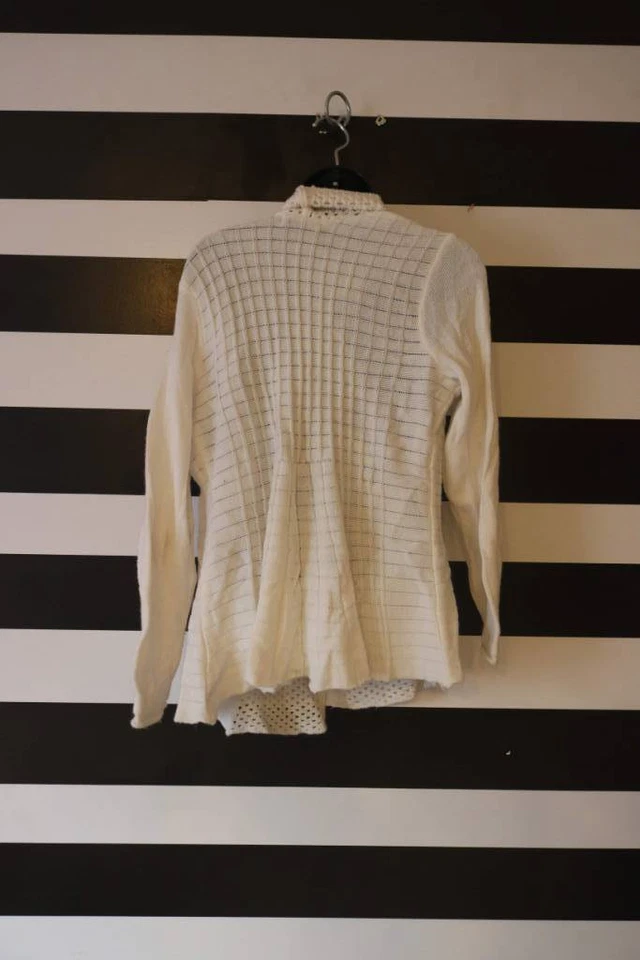 Cárdigan Kim Rogers Petite Marfil Acrílico Frente Abierto Talla PL Foto 2 de 4