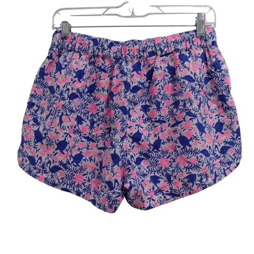 Vineyard Vines Shorts Girls Sz S Blue Pink Floral Linen Blend Drawstring Pull On - Picture 7 of 7