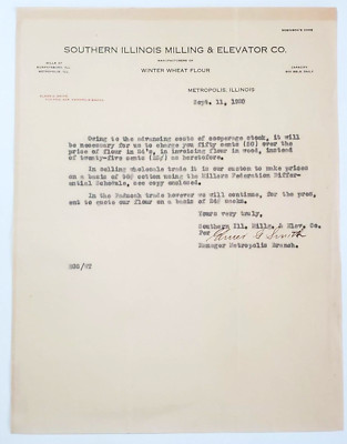 1920 Letter, Southern Illinois Milling & Elevator Co., Metropolis, Illinois