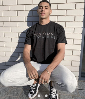  T-Shirt Native Youth Top Größe XL schwarz Logo vorne kurzärmlig neu HL87