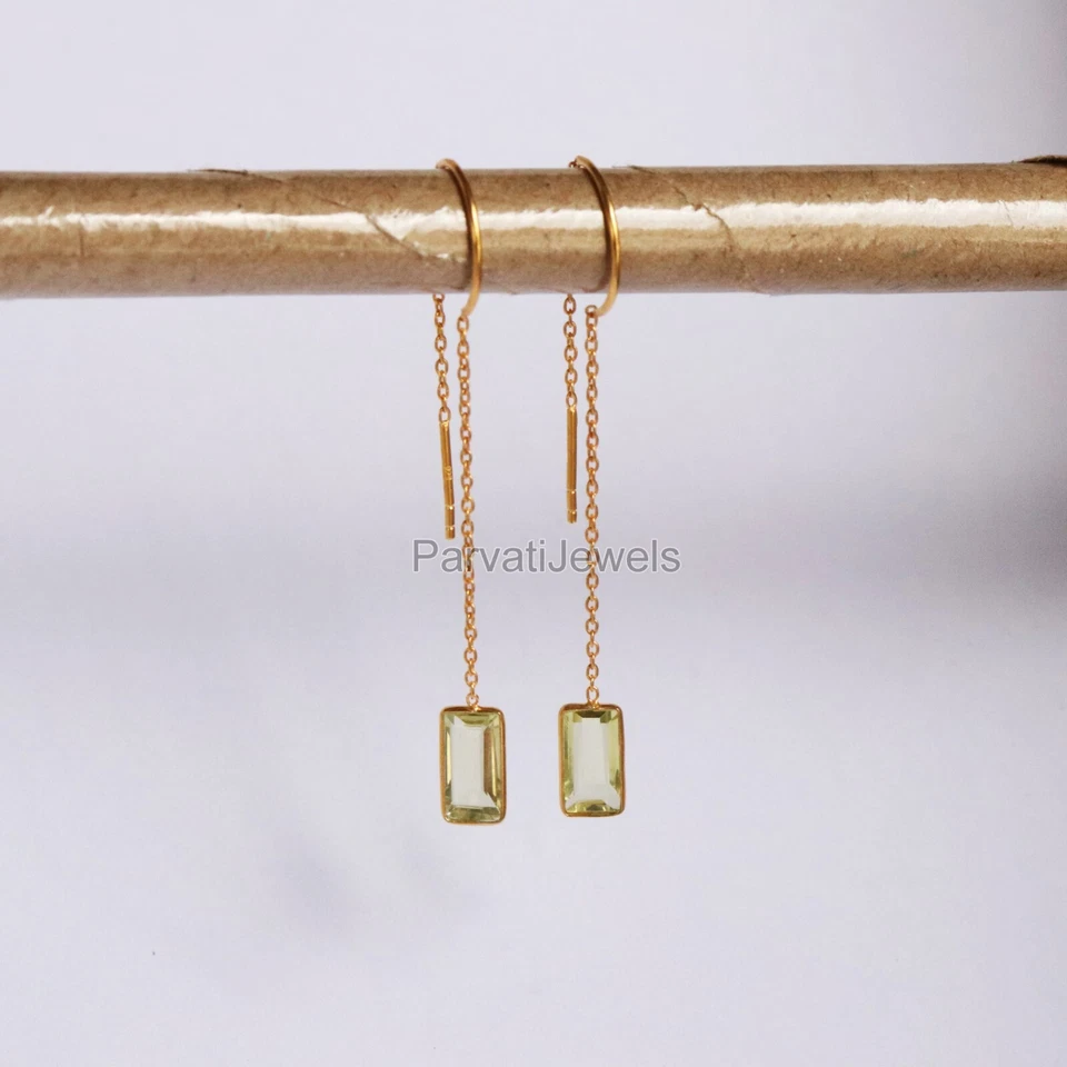 Natural Lemon Topaz Gemstone Solid 14k & 18k Gold Birthday Womens Dangle Earring - Image 4 of 4