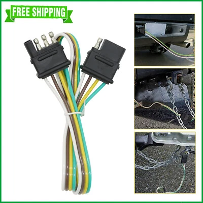 2ft 4-Pin Trailer Light Plug Wiring Harness Extension 18 AWG Flat Wire Connector - Bild 1 von 4