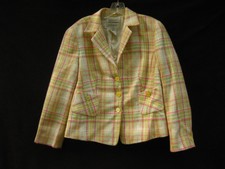 Feraud Vintage Silk Blend Jacket~yellow Beauty W/ Colorful Lines~us Sz.10~nice