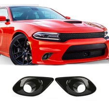 Front Bumper Fog Light Lamp Cover Trim for Dodge Charger 2015+ Black Accessories