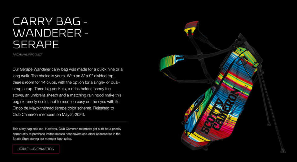 2023 NEW Scotty Cameron Wanderer Carry Bag - Serape Limited Edition