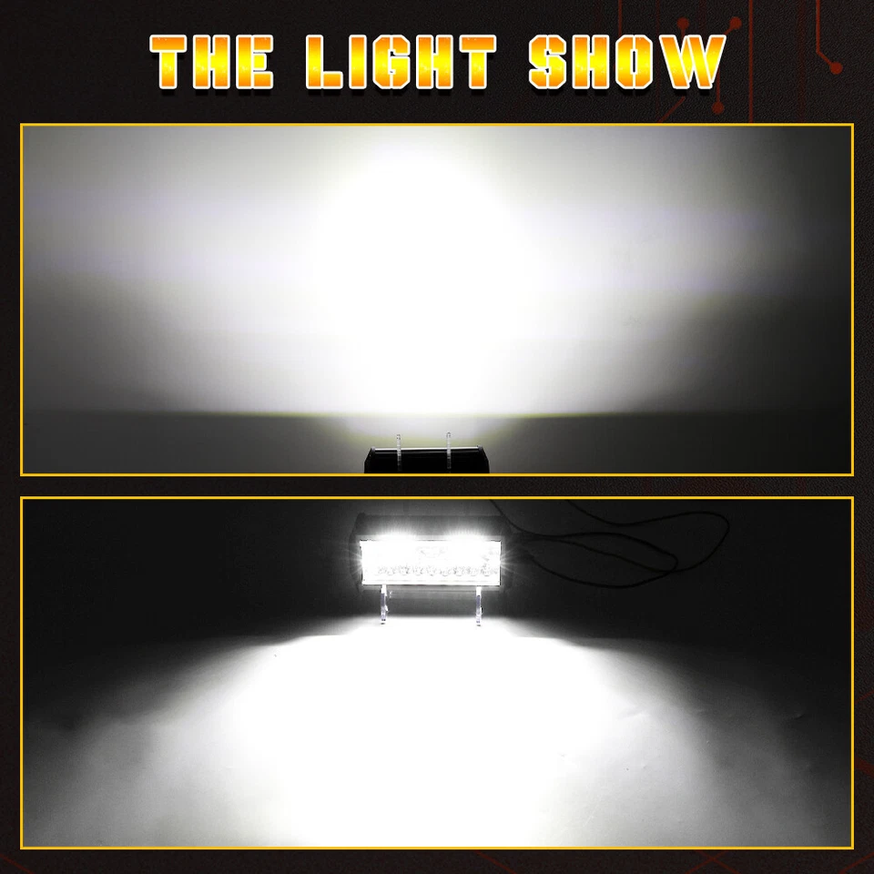 4×7inch LED 2400W Work Light Bar Flood Spot Combo Fog Lamp Offroad Driving Truck - Image 2 of 4