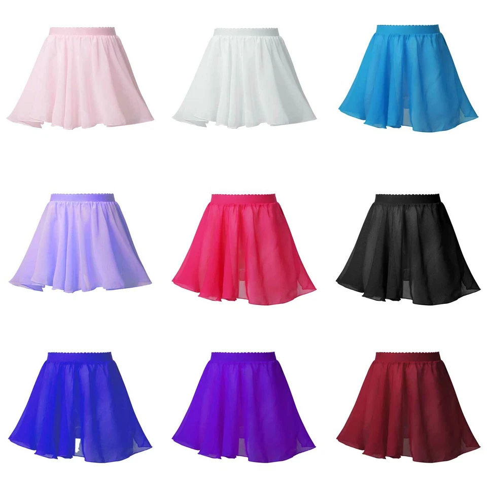 Kinder Mädchen Ballettrock Chiffon Wickelrock Ballett Rock Tanz Röcke Dancewear - Bild 1 von 2