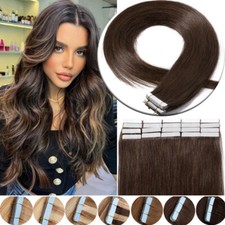 Tape In Human Hair Extensions Skin Weft Real Thick Full Head 100g 40pcs Balayage