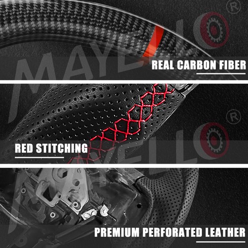 Volante deportivo de fibra de carbono real para Ford Raptor F150 2015-2020 con paletas - Imagen 6 de 9