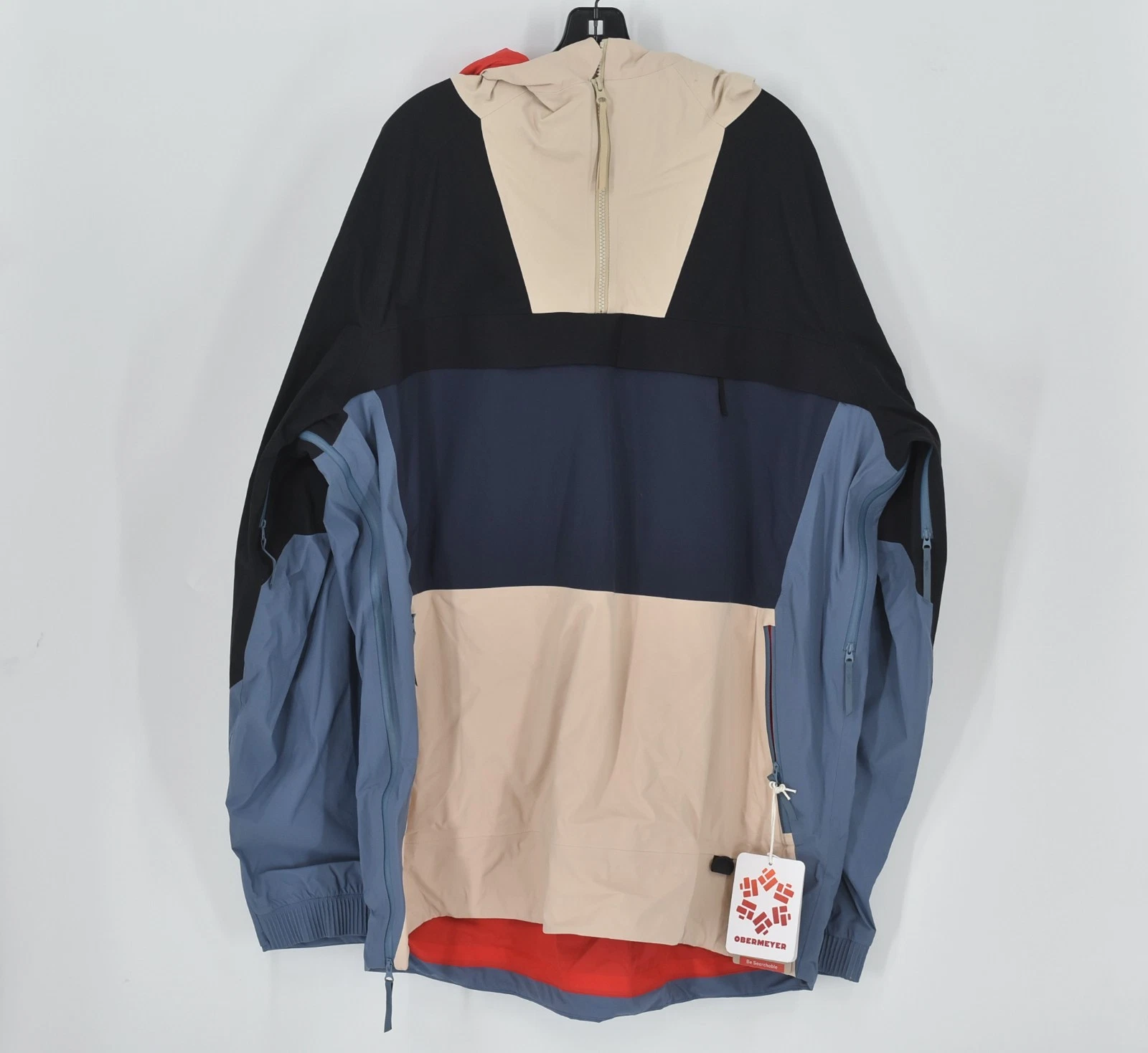 Men's Obermeyer Steibis Anorak Snow Jacket in Cement & Blue Size XL