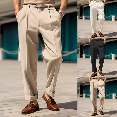 Anzughose Hose Hose weites Bein Business Knöpfe elegant formell Herren