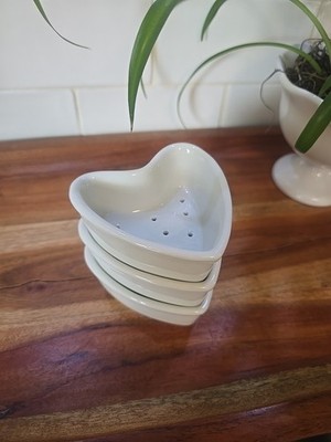 3 Antique Cheese Molds Mold Heart Strainer White Coeur a la Creme MADE IN FRANCE